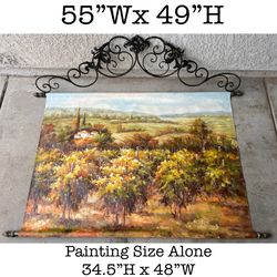 Beautiful Vineyard Oil Painting Scroll 