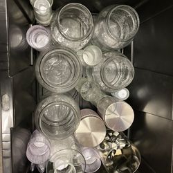 Assortment Of Glass Vases, Votives, Tea light From Wedding