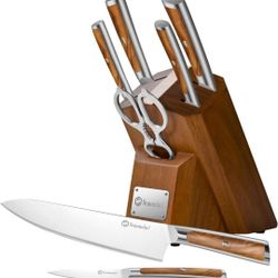 Sunnecko Knife Set for Kitchen - Block Knife Set of 6pcs with High Carbon Stainless Steel 1.4116 Chef Knife Set - Kitchen Knives