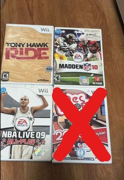 $10 each Wii Games tony hawk ride Games NBA LIVE 09 madden nfl 10