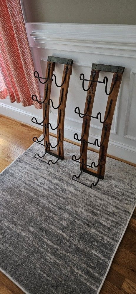 Rustic Wooden Wine Rack Set – Upcycled Barrel Staves, Wall Mounted, Holds 10 Bottles
