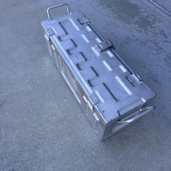 Military Steel Storage Trunk  | Heavy-Duty, Lockable, Painted Silver