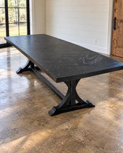 Large Black Wood Farmhouse Dining Table