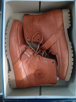 Genuine Polo Ralph Lauren Ranger Boots Mens 11.5 Brown Tan High Leather Strap W/ Logo