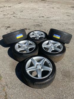OEM Mercedes-Benz AMG 19" 5-Spoke Staggered Wheels & Tires Set (W221 S-Class, CL-Class)