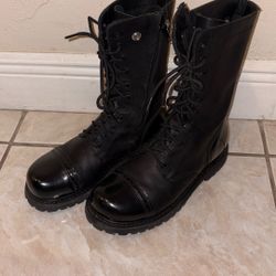 Black  Leather Bates Paratrooper Boots  Size 9