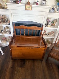Wooden bench with storage