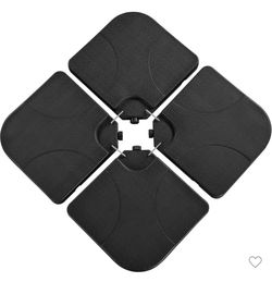 4-Piece Fillable HDPE Patio Umbrella Base Stand Heavy Duty Market Stand, 53lb Capacity, Black