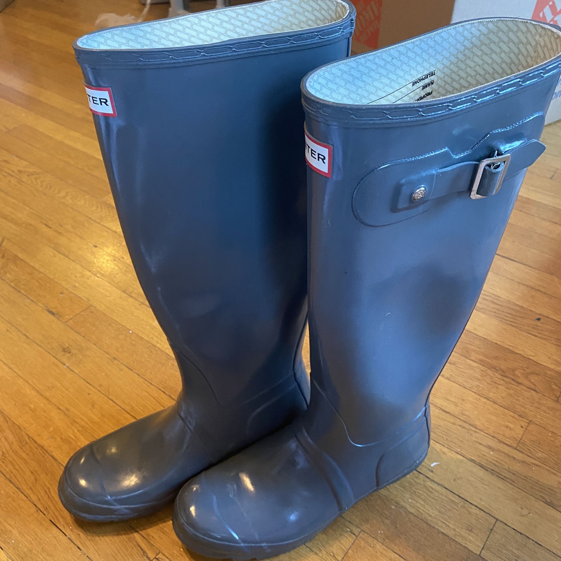 Hunter Original Tall Rain Boots Women’s 8 Shine Gray