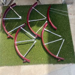 Lot of 6 Matching Burgundy Red Bicycle Rear Fenders With Braces 3-NOS