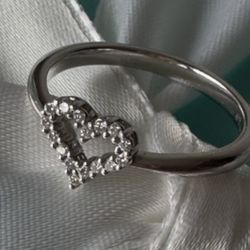 Tiffany & Co Heart 0.06ct Diamond Ring Platinum Size5.65 $2300