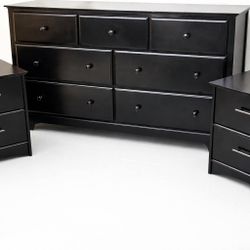 Beauty Black 3pc Bedroom Dresser Set 
