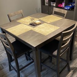 Counter Height Dining Set Table Four Chairs 