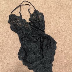 New Small Black Lace Bodysuit Lingerie 