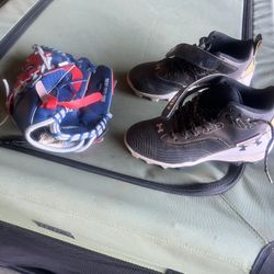 Kids Baseball Cleats And Glove 