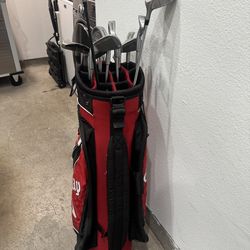 Right handed golf clubs and bag