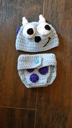 Monster 2 diaper cover set crochet baby photo prop