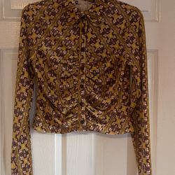 Brand New Mustard Velour Top Size L Juniors 