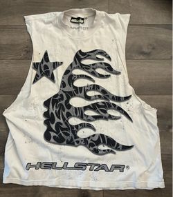 Hellstar Path To Paradise Bestday Graphic Tee XL White Cut Sleeves Street Wear