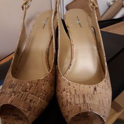 Jacklyn Smith Beige Shoes Open Toe/ Back Size 10m  NEW 4" Heel