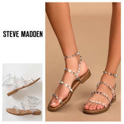 Steven Madden Travel Clear Studded Ankle Strap Sandals (6)