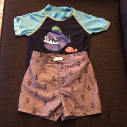 Baby Water Shorts And Rash Guard 9 Months