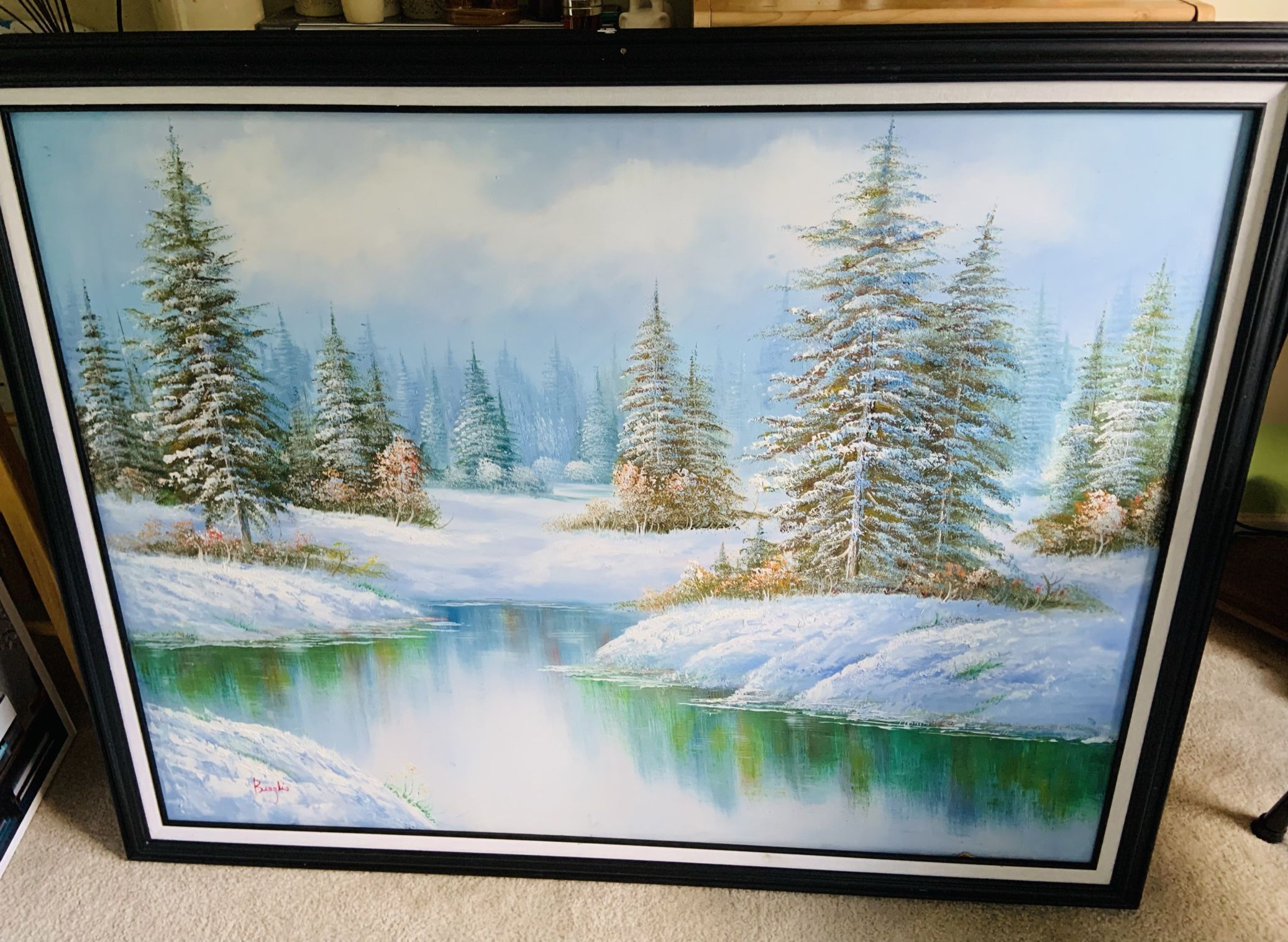 Price Reduced! Benglis Winter Scene Oil Painting Signed By Artist