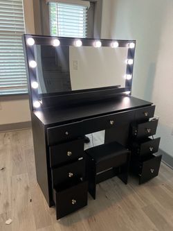 Black Vanity with Chair