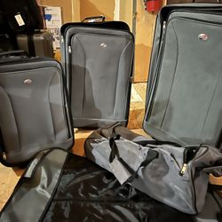 American Tourister Gray 3 Piece Luggage Set With Duffle Bag And Garment Bag