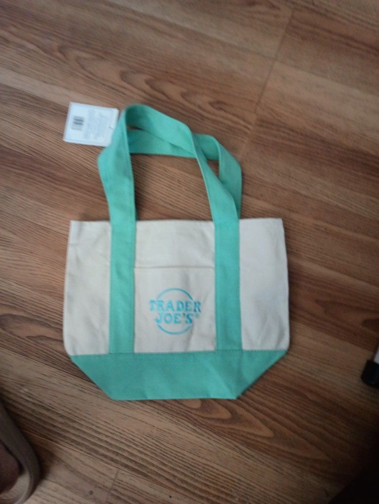New Trader Joe's Mini Canvas Tote Bag - Mint Green