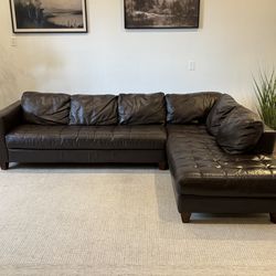 Brown Real Leather Natuzzi Sectional Couch Sofa From Macy’s Delivery available