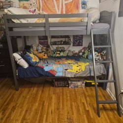Gray Wood Bunk Bed Twin 