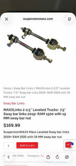 Suspension MAXX 2019+ Ram 1500 level upgraded sway bar endlinks