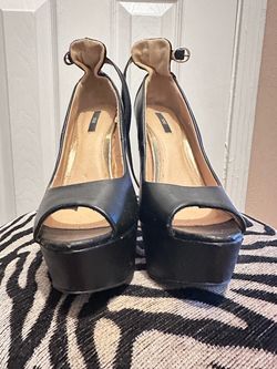 Black Platform Peep-Toe Slingback Heels