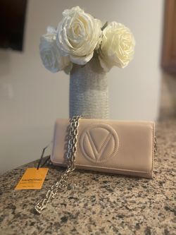 Valentino by Mario Valentino Blush Leather Wallet on Chain Crossbody