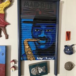 Art Zydeco Scrub board Musician . Original.