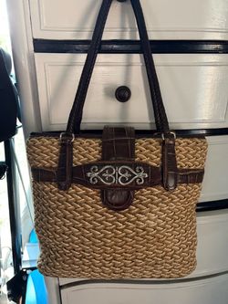 Brighton Kora straw and leather handbag