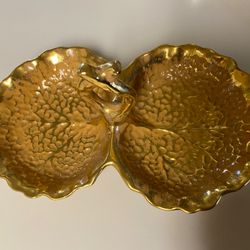 Vintage Stangl Art pottery Antique Gold Divided Dish