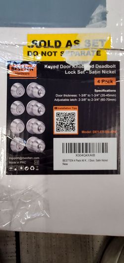 BESTTEN Keyed Door Knob & Deadbolt Lock Set 4-Pack Satin Nickel