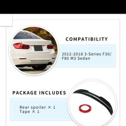 Carbon Fiber Pattern F30 spoiler is a stylish wing designed specifically for the (2013-2018) 3 Series