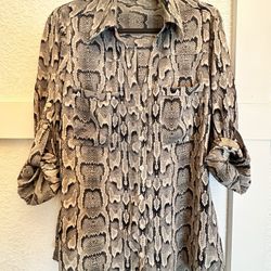 Express | Animal Print | Women Blouse | Medium | Button Down Blouse 