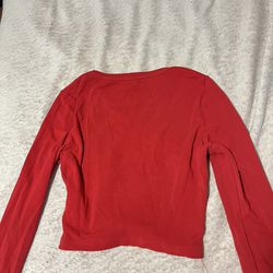 Red Crop Top Long Sleeve 