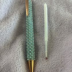 Turquoise Rhinestone And Pearl Pen