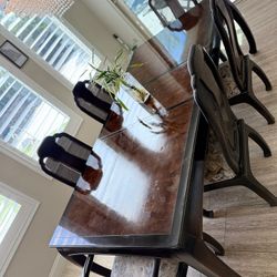 Solid Wood Expandable Dining Set – Seats 6–10 – $575