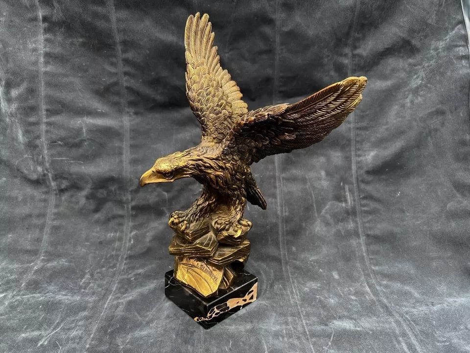 Vintage Alabaster Eagle Figurine with Marble Stand by A.Giannetti 16"