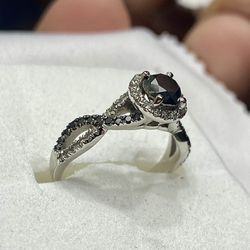 White Gold Black Diamond Infinity Ring