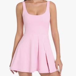 Womens Tennis Dress Built in Shorts & Bra Athletic Golf Active Workout Dress with Pockets
