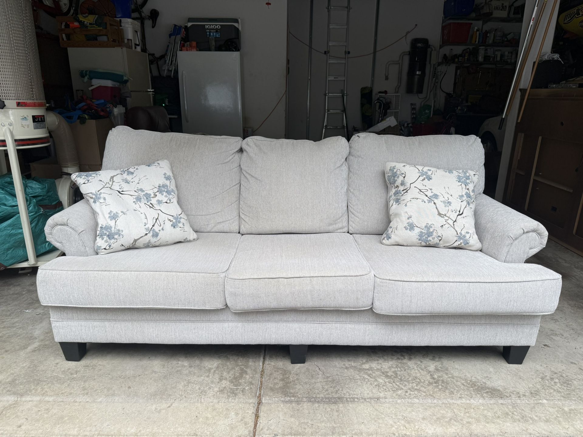 Grey Sofa - Brand New Cushions - Free Delivery