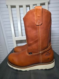 Thorogood American Heritage 11″ Tobacco Pull-On Wellington Wedge Sole Soft Toe Men's Size 9.5 D READ DESCRIPTION