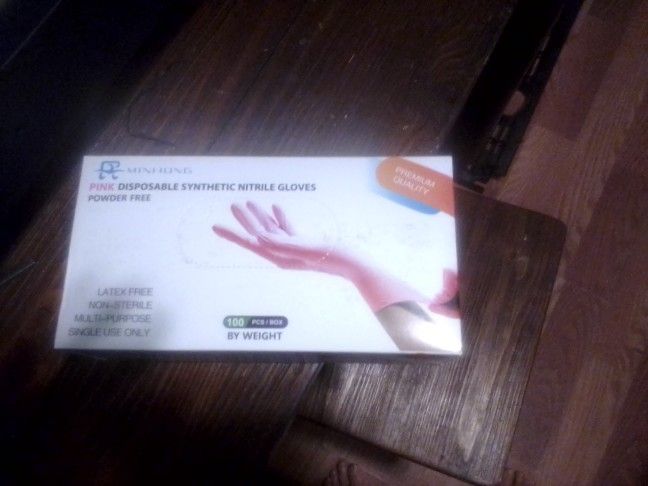 Minhong Pink Disposable Gloves 100 Piece Box 5.00 A Box